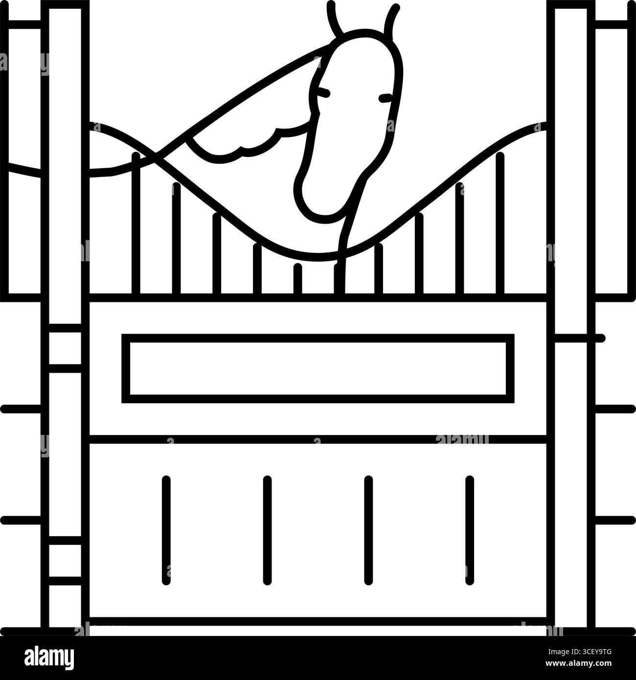 illustration vectorielle d'icône de ligne d'élevage de cheval stable Illustration de Vecteur