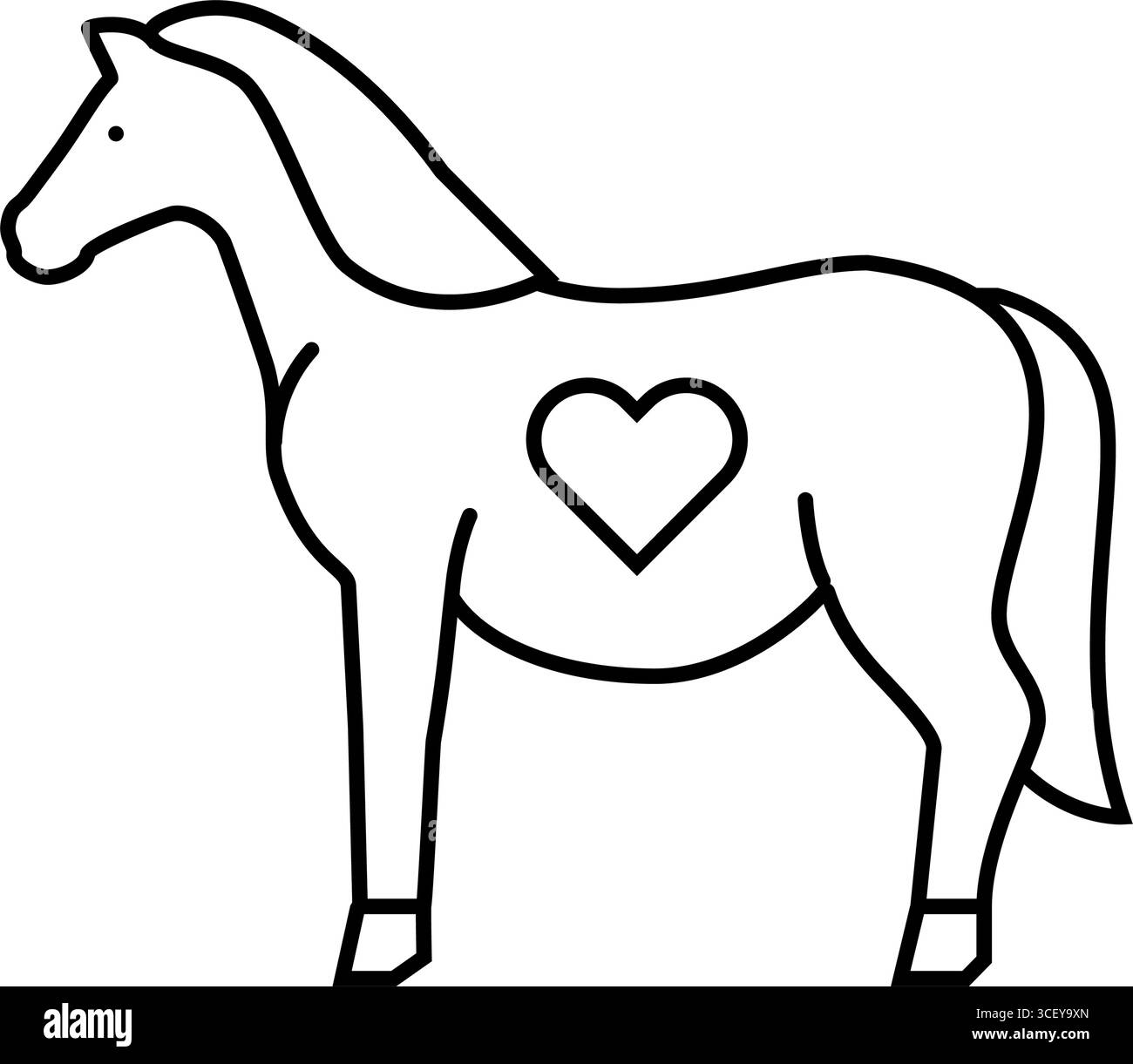 illustration vectorielle d'icône de ligne d'élevage de cheval de jument enceinte Illustration de Vecteur