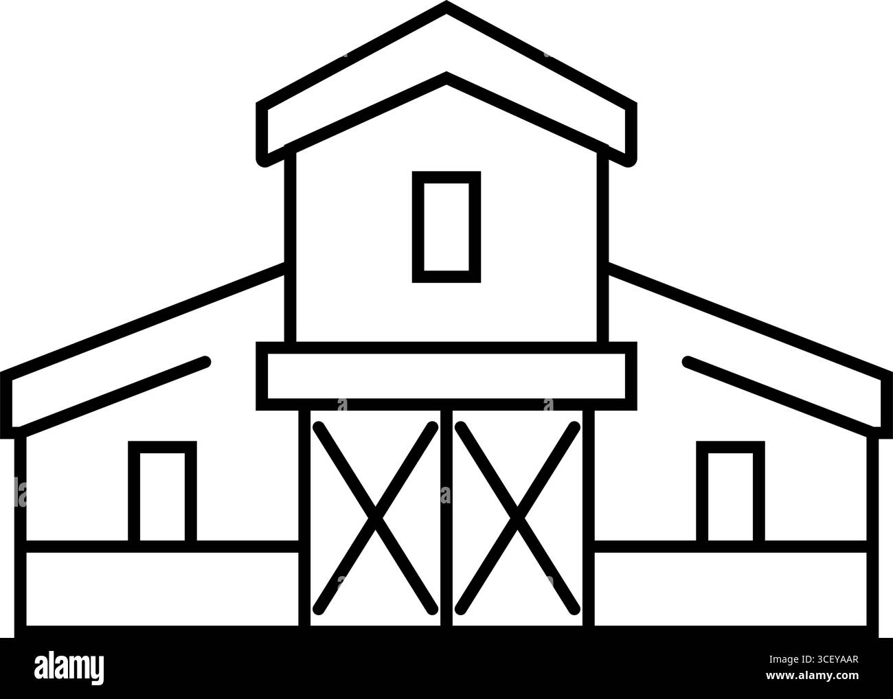 illustration vectorielle d'icône de ligne d'élevage de cheval de grange Illustration de Vecteur