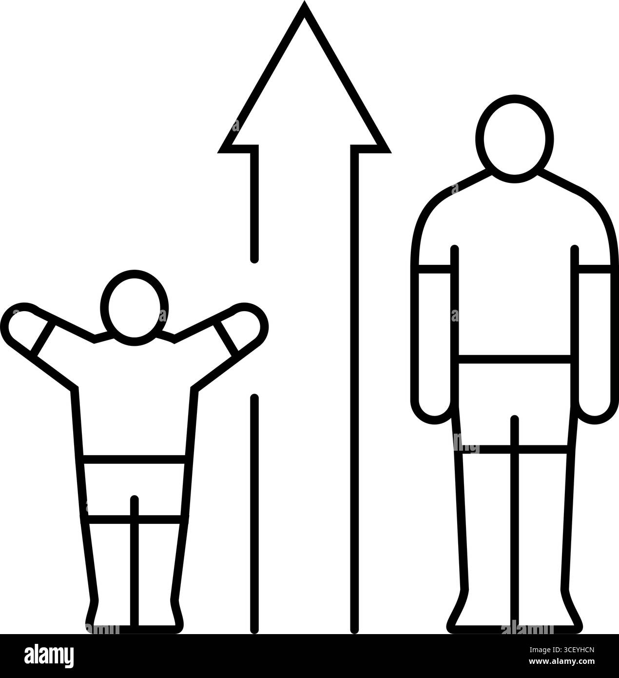 augmentation de la hauteur adolescence illustration vectorielle d'icône de ligne de puberté Illustration de Vecteur