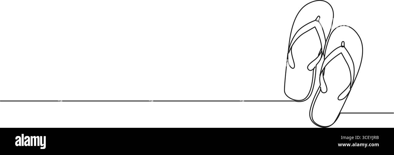 dessin en ligne simple continu de tongs, illustration vectorielle de dessin au trait Illustration de Vecteur
