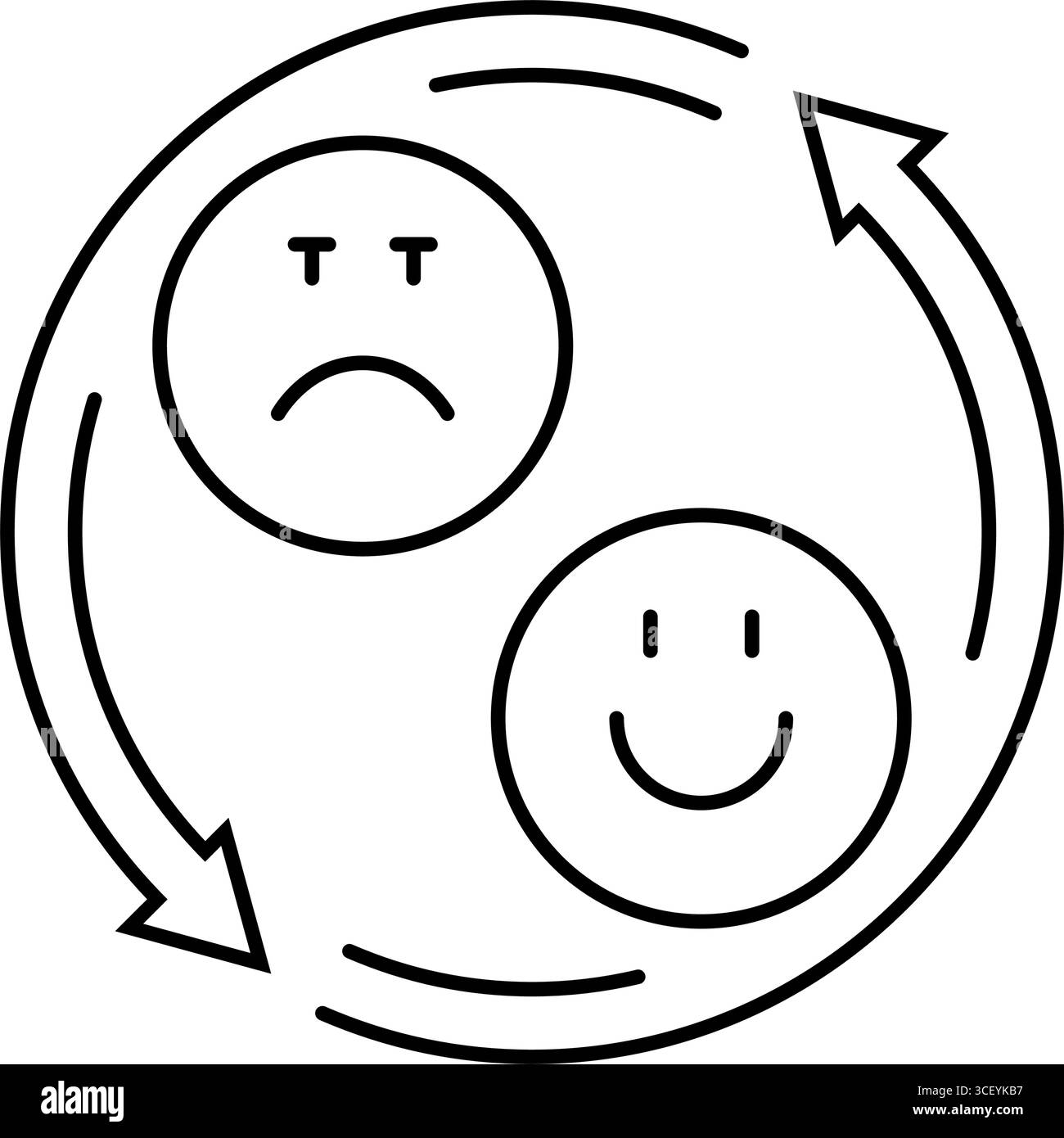 oscillation d'humeur adolescence ligne puberté illustration vectorielle d'icône Illustration de Vecteur