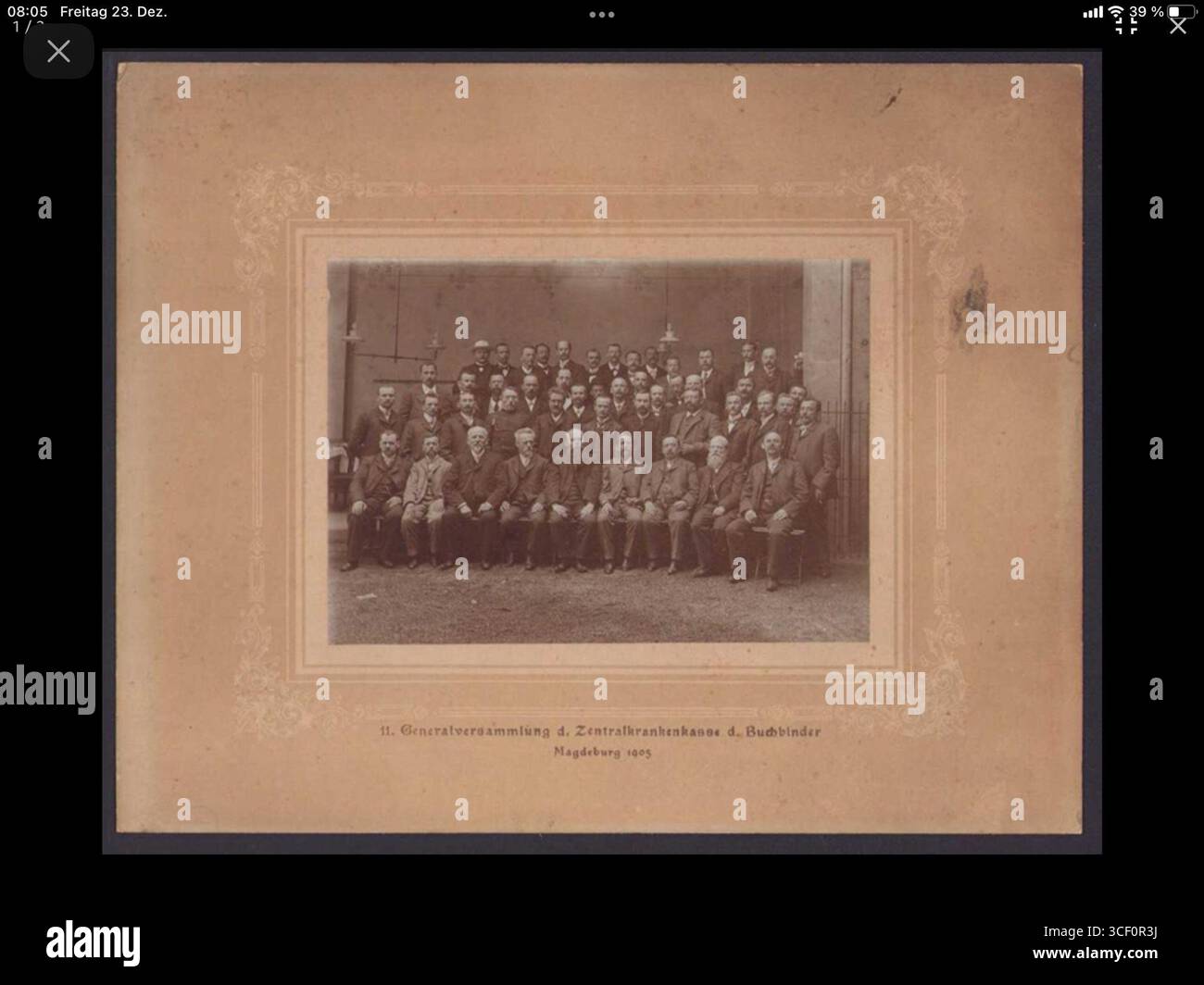 Image de la 11e Assemblée générale de la Caisse centrale d'assurance maladie des relieurs à Magdebourg, 1905. Banque D'Images