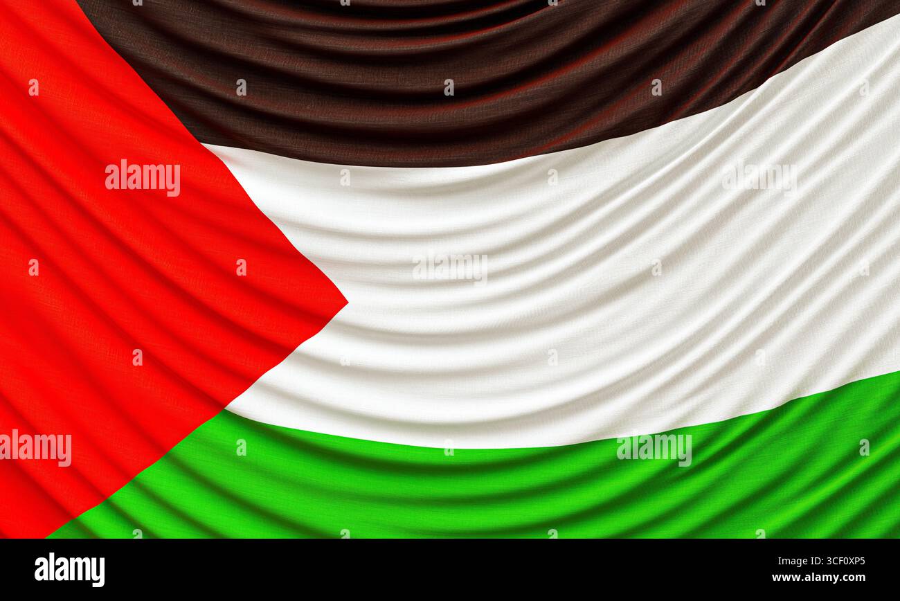 Agitant drapeau palestinien suspendu 3D. Banque D'Images