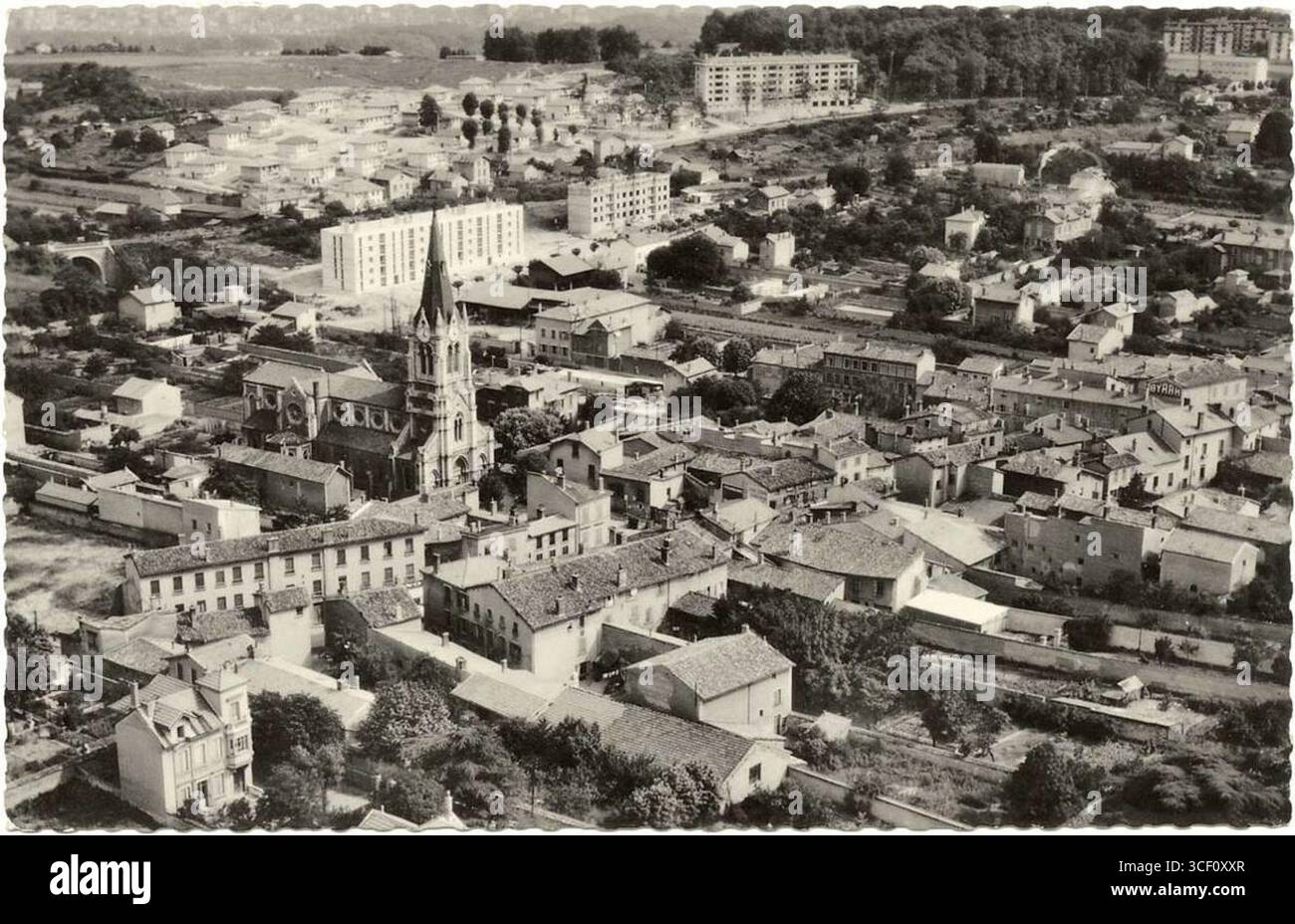 Une vue aérienne de Caluire-et-cuire, prise entre 1900 et 1910. L'identité du photographe n'est pas connue. Banque D'Images