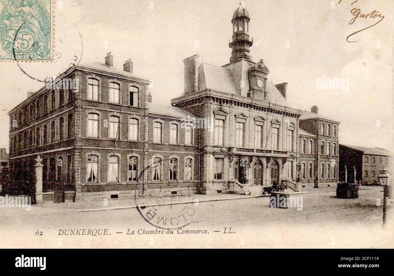 Cette photographie montre la Chambre de commerce de Dunkerque, prise vers 1905. Banque D'Images