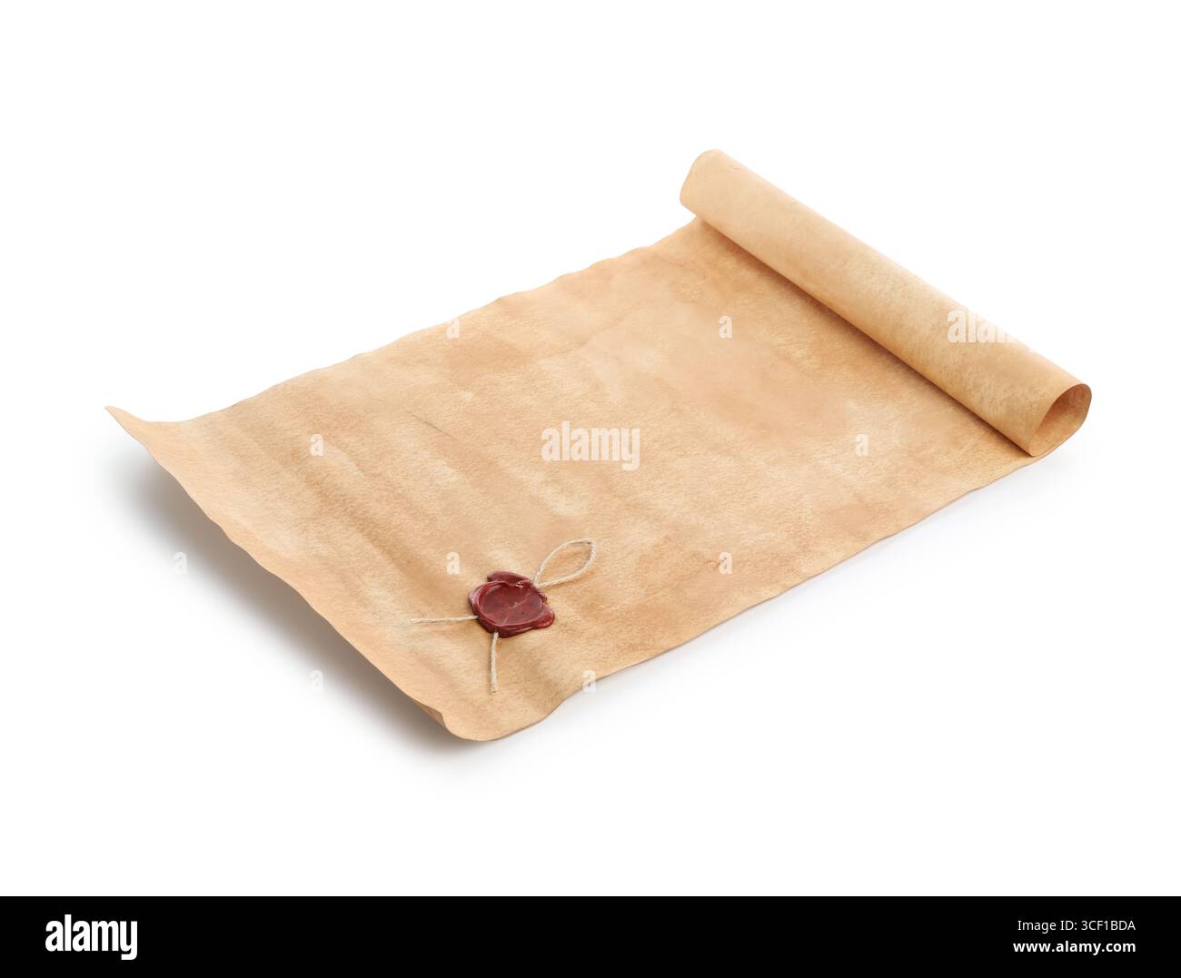 Feuille de vieux papier isolé sur blanc Banque D'Images