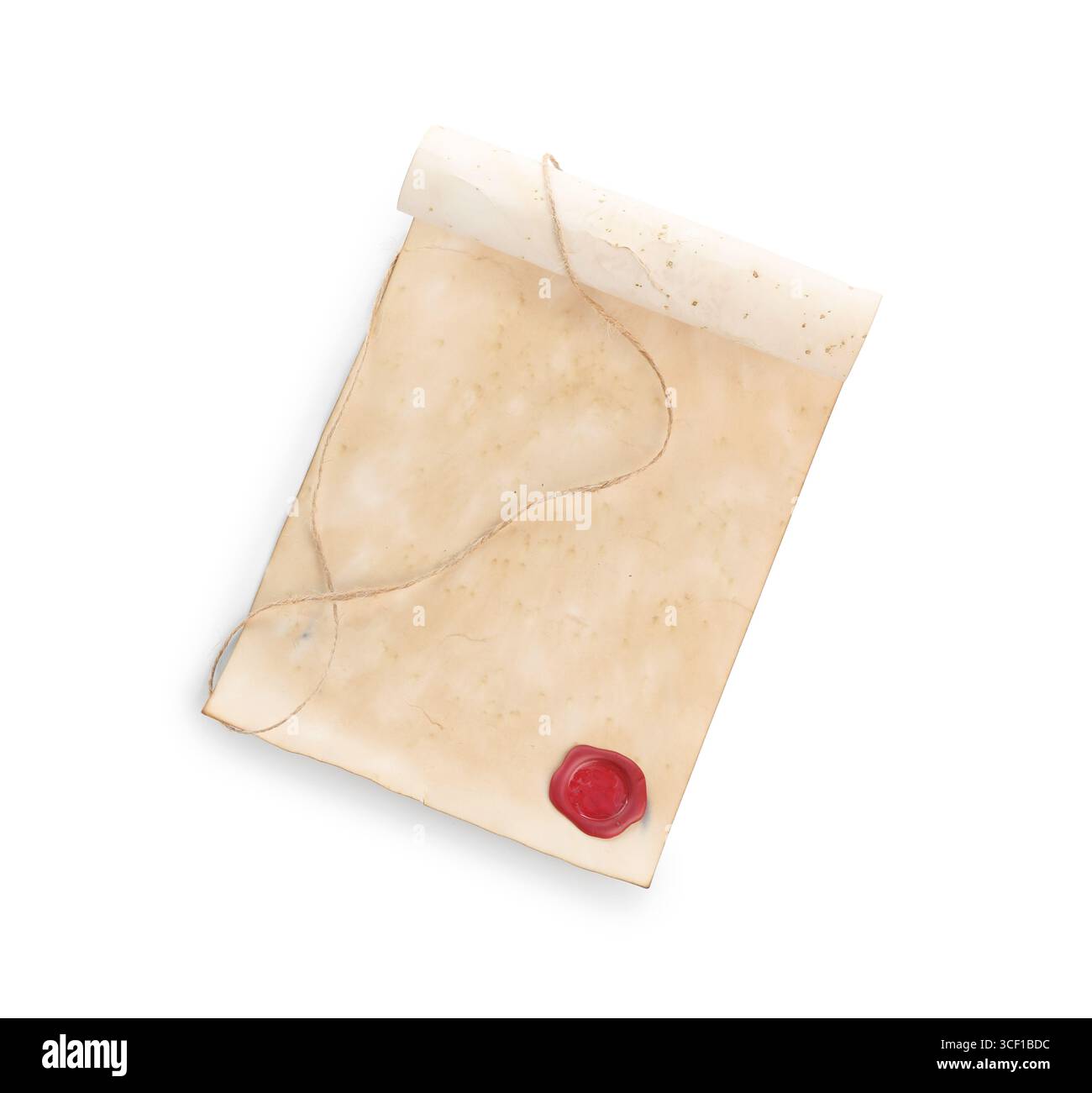 Feuille de vieux papier isolé sur blanc Banque D'Images