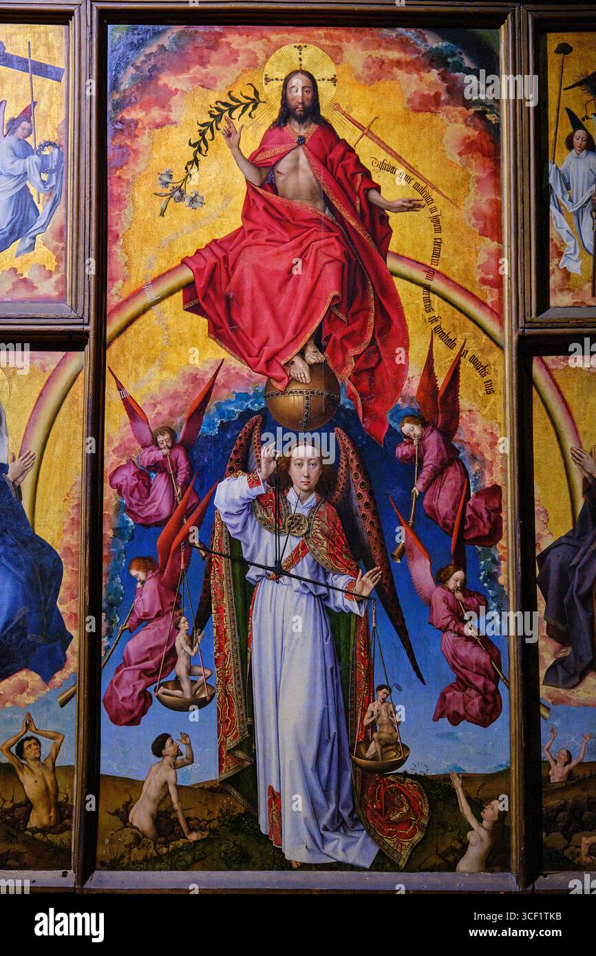 France, Côte-d'Or, Beaune, Hospices de Beaune, Hôtel-Dieu, le Polyptyque du jugement dernier de Rogier van der Weyden, 1445-1448 Banque D'Images