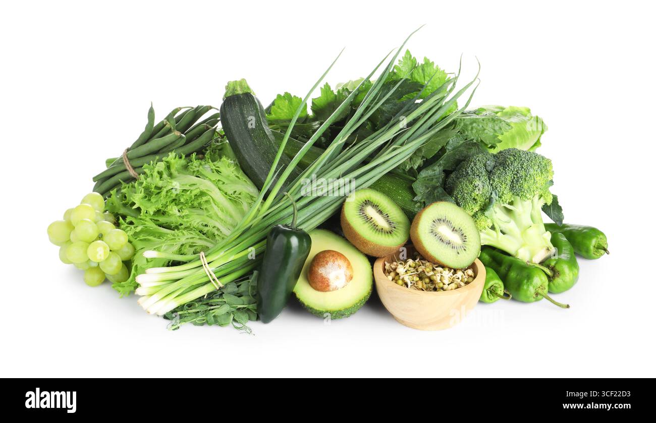 Super nourriture. Produits alimentaires sains isolés sur blanc Banque D'Images