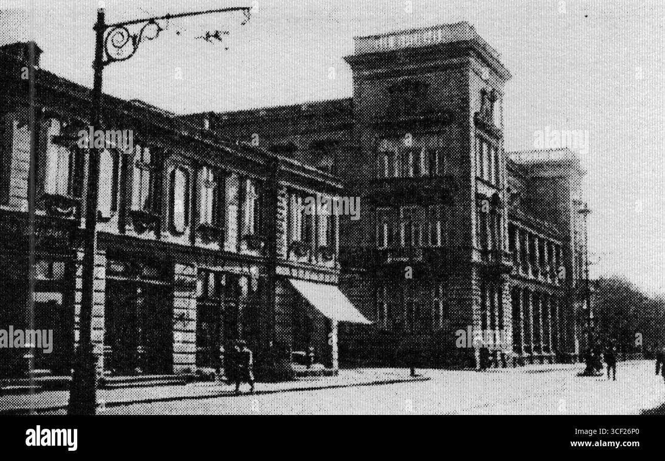Le Café Tsar Osvoboditel et le Club militaire de Sofia dans les années 1920 Ces lieux ont été des lieux sociaux importants pendant cette période en Bulgarie. Banque D'Images