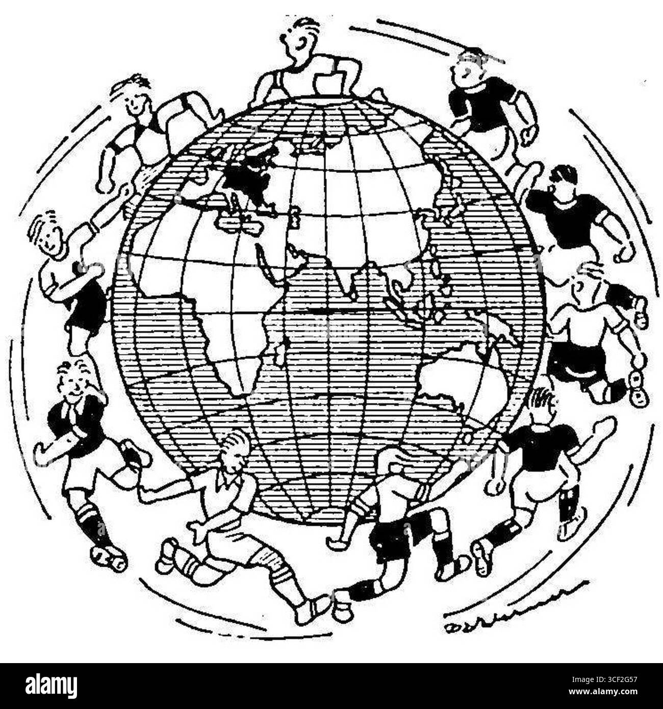 Le logo de la Coupe du monde de handball sur le terrain 1938, mettant en valeur le design de la compétition internationale organisée cette année-là. Banque D'Images