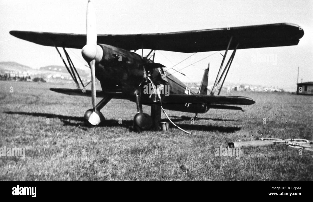 L'Arado AR 68 E-1, un avion de chasse allemand utilisé par la Luftwaffe pendant la seconde Guerre mondiale, a été entraîné au Flieger-Ausbildungs-Regiment 13 à Pilsen, Tchécoslovaquie vers 1940. Banque D'Images