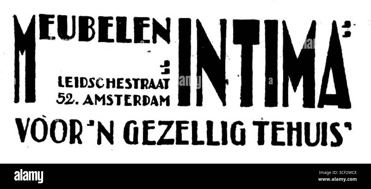 Une publicité pour intima a été publiée dans l'édition du 15 août 1930 d'Algemeen Handelsblad. La publicité est un exemple des stratégies de marketing utilisées dans les années 1930 Banque D'Images