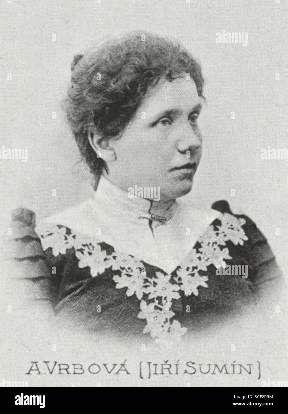 Portrait de Amálie Vrbová (1863-1936), écrivain tchèque connu sous le pseudonyme de Jirí Sumín, extrait de l'album national de 1899. Banque D'Images