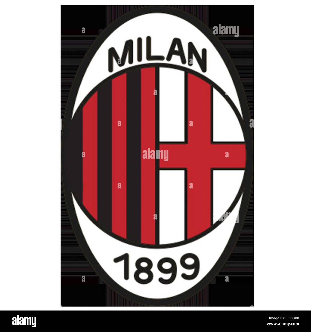L'écusson du club AC Milan des années 1990, emblème emblématique du club de football italien représentant son héritage dans le football européen à cette époque. Banque D'Images
