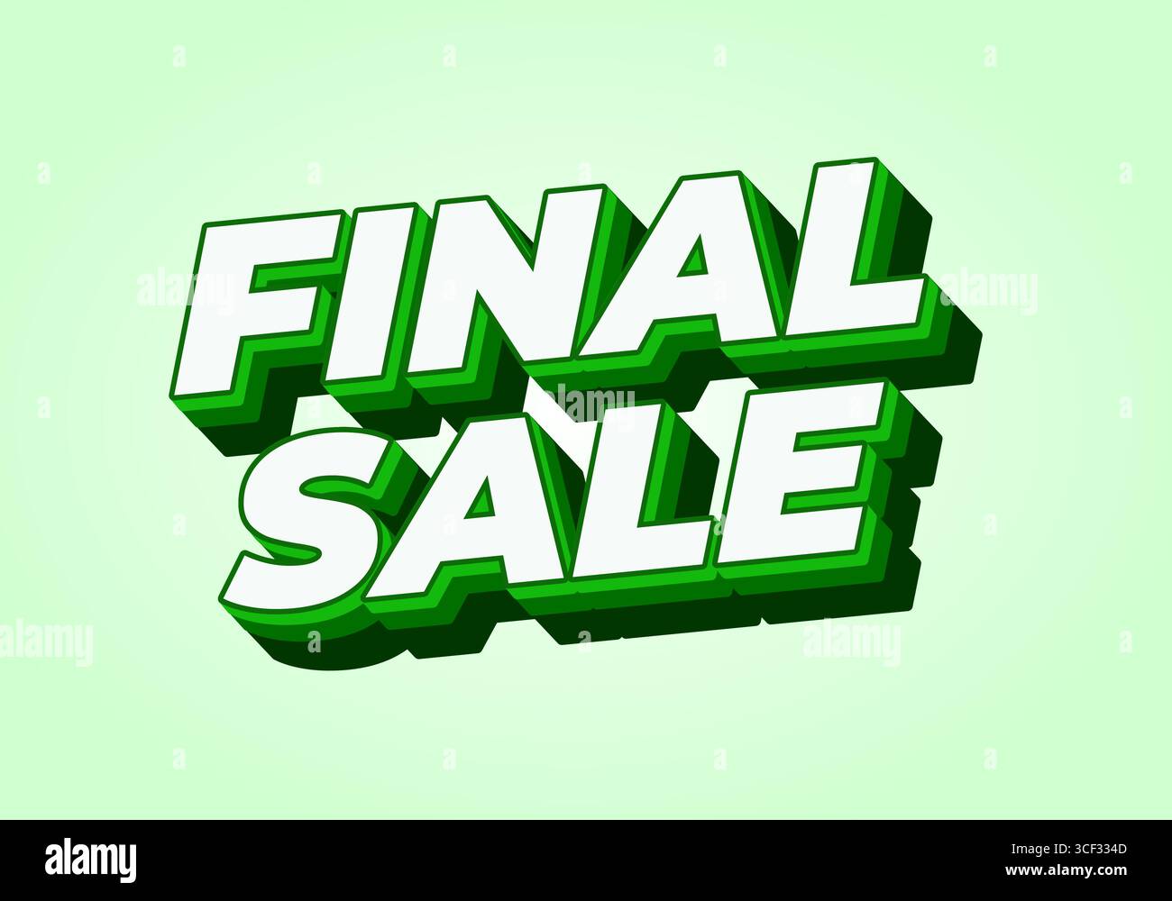 Texte gras 3d de vente finale verte sur fond vert clair, graphique promotionnel de vente au détail Illustration de Vecteur