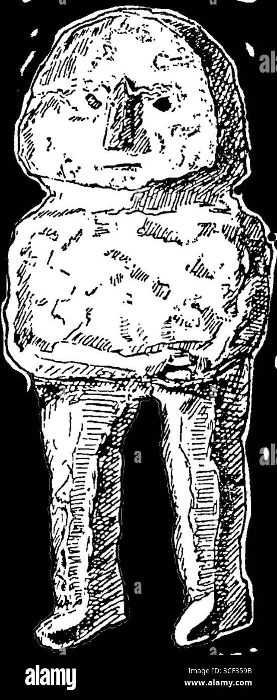 Une petite idole d'argile, ou Caloian, de Viziru, qui fait partie de la collection Burada. Ces poupées ont été utilisées pendant les célébrations de Pâques ou d'autres événements pour invoquer la pluie, reflétant les traditions préchrétiennes. Banque D'Images