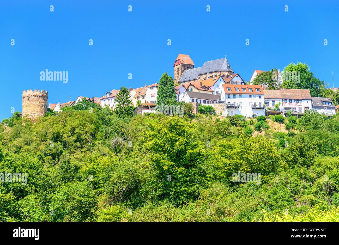 Allemagne, Rhénanie-Palatinat, Palatinat, Neuleiningen, vue depuis Kleinkarlbach Banque D'Images