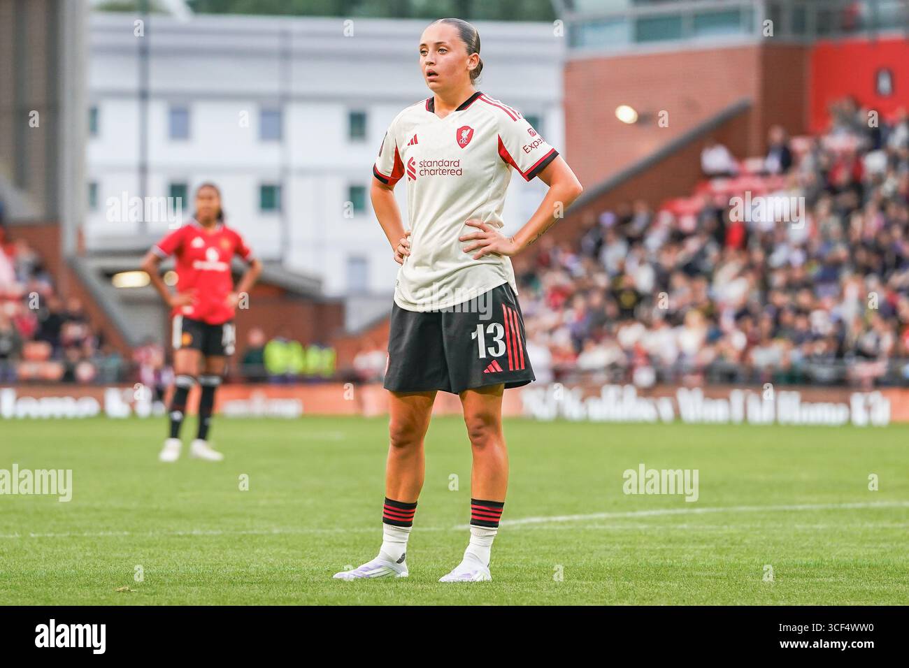LEIGH, ANGLETERRE - 20 août : Mia Enderby du Liverpool FC lors du match amical entre Manchester United Women et Liverpool FC Women au Leigh Sports Village le 20 août 2025 à Leigh, Angleterre. (Photo de James Giblin) Banque D'Images