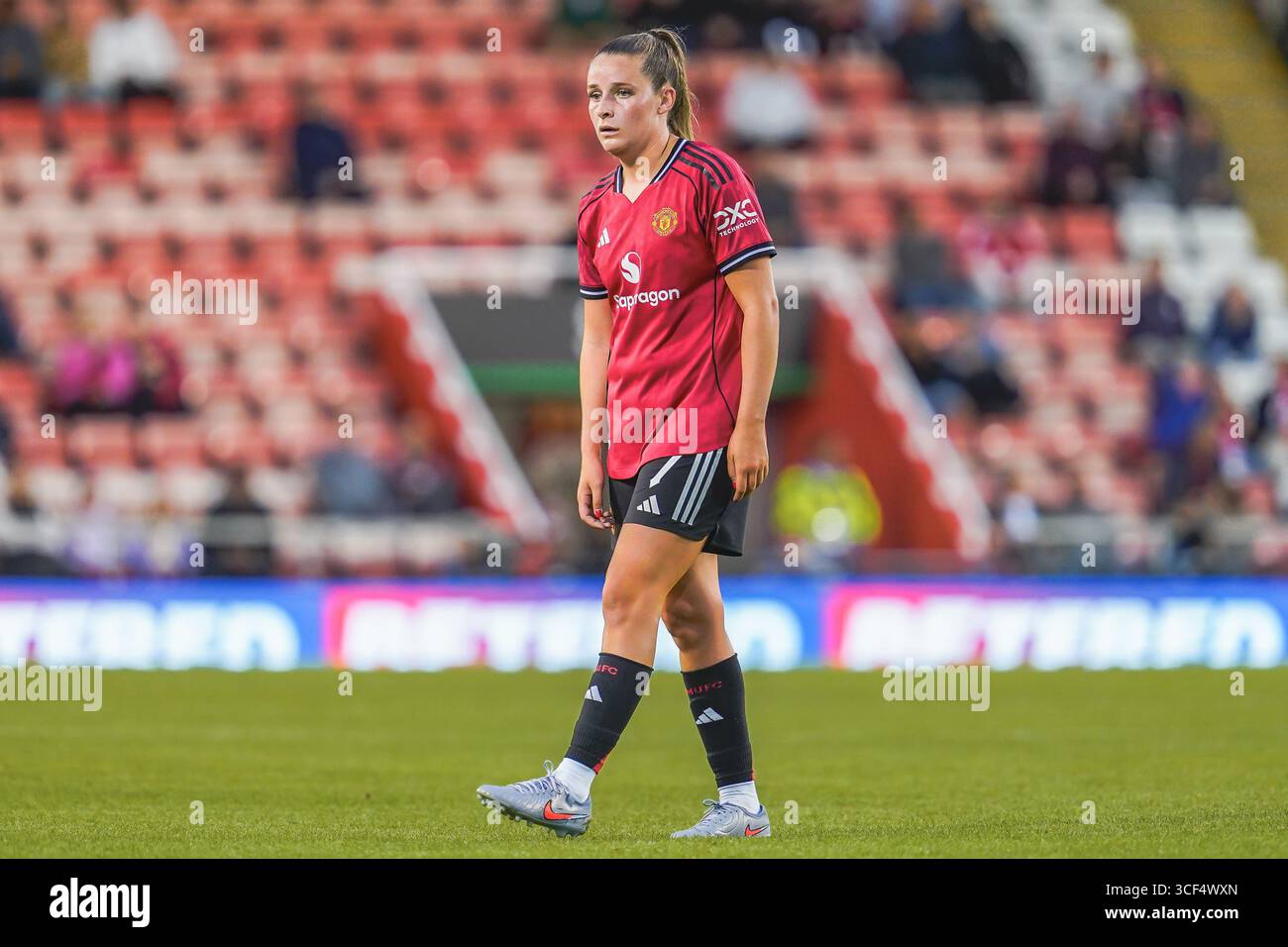 LEIGH, ANGLETERRE - 20 août : Ella Toone de Manchester United lors du match amical entre Manchester United Women et Liverpool FC Women au Leigh Sports Village le 20 août 2025 à Leigh, en Angleterre. (Photo de James Giblin) Banque D'Images