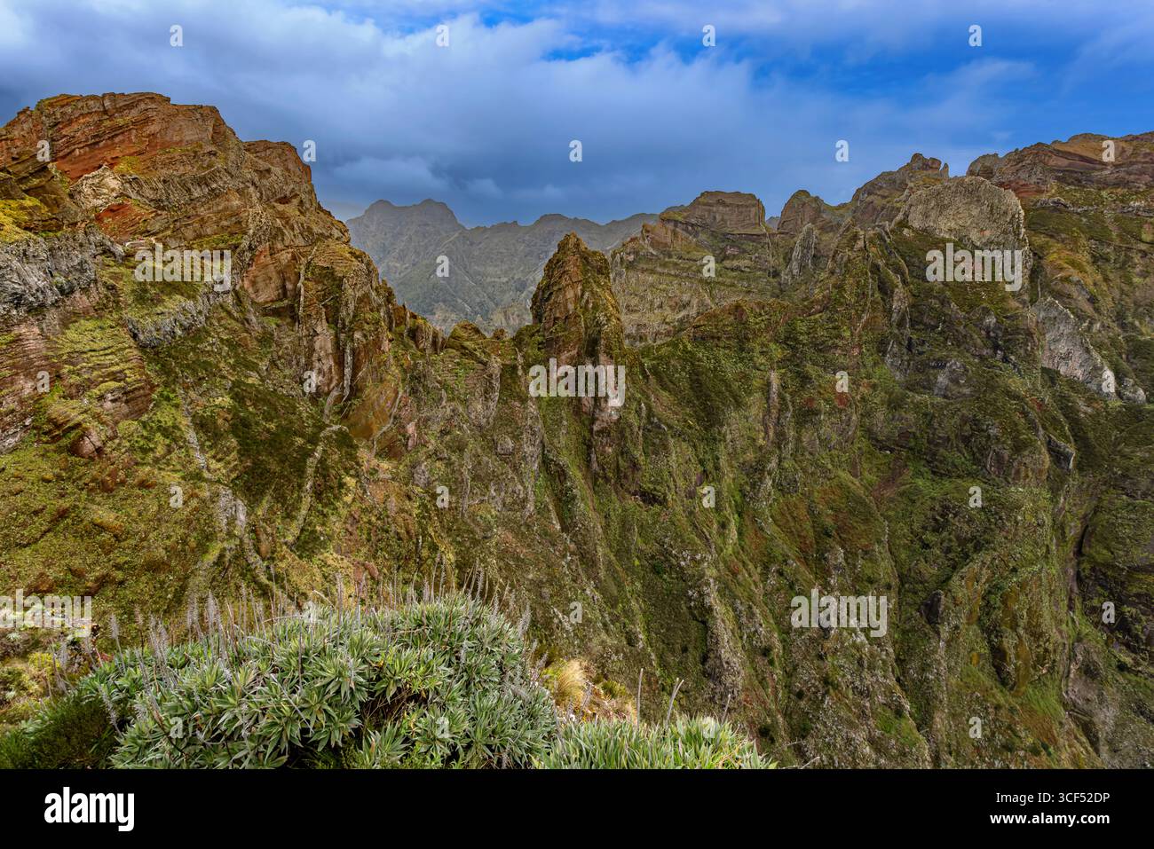 Paysage de montagne à Pico do Arierio sur Madère dans la matinée. Banque D'Images