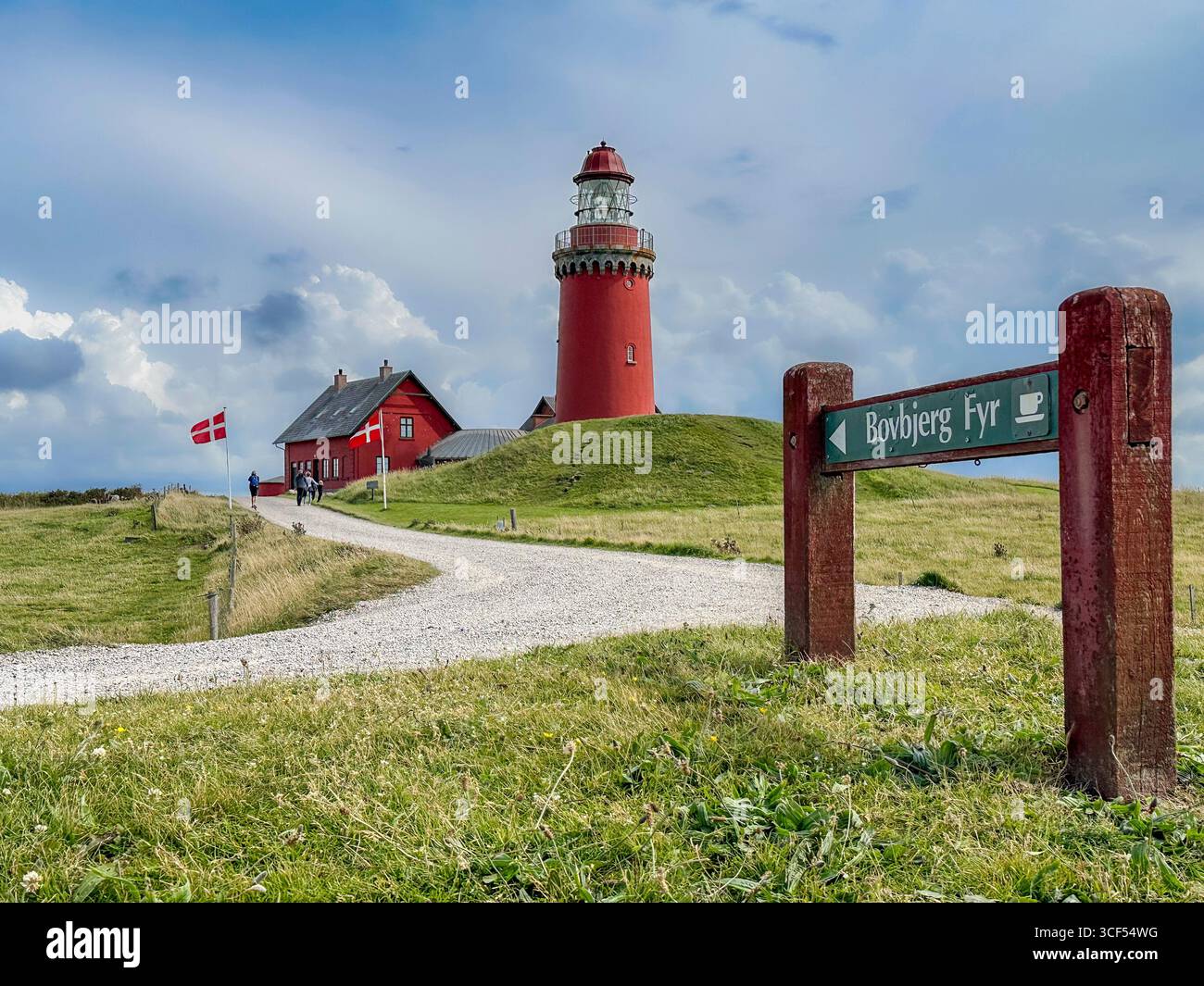 Phare de Bovbjerg Fyr sur la côte ouest du Jutland, Danemark. Banque D'Images
