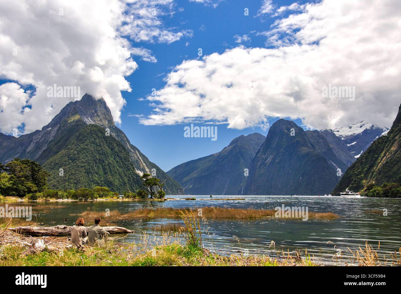 Mitre Peak, Milford Sound, Fiordland National Park, région de Southland, île du Sud, Nouvelle-Zélande Banque D'Images