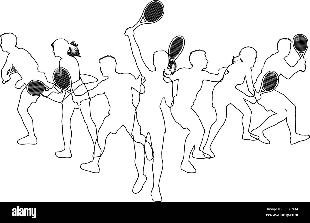 Silhouette tennis Players concept silhouettes Illustration de Vecteur