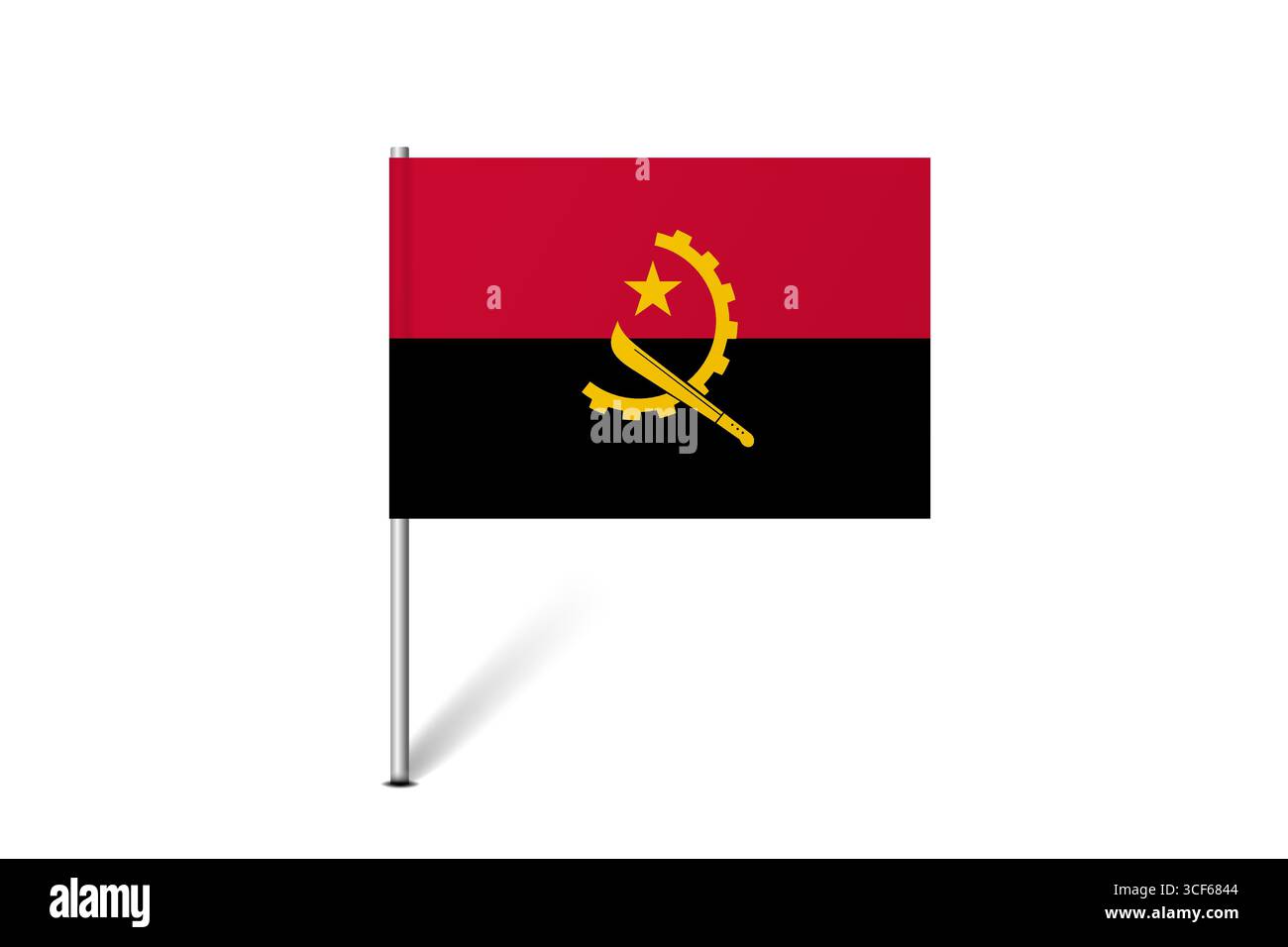 Drapeau de l'Angola - carte drapeau à épingle représentant l'identité culturelle et le patrimoine d'un pays. L'essence de la fierté et de l'unité nationales. Indicateur d'épingle de la carte bloqué sur un fond blanc Illustration de Vecteur