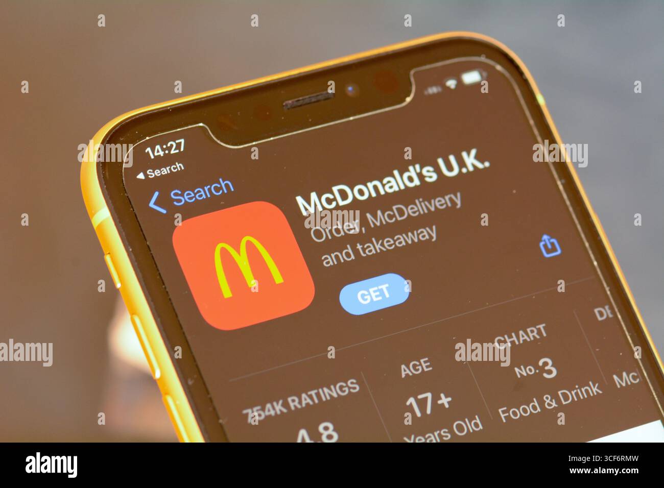 Application McDonalds dans l'App Store d'Apple Banque D'Images