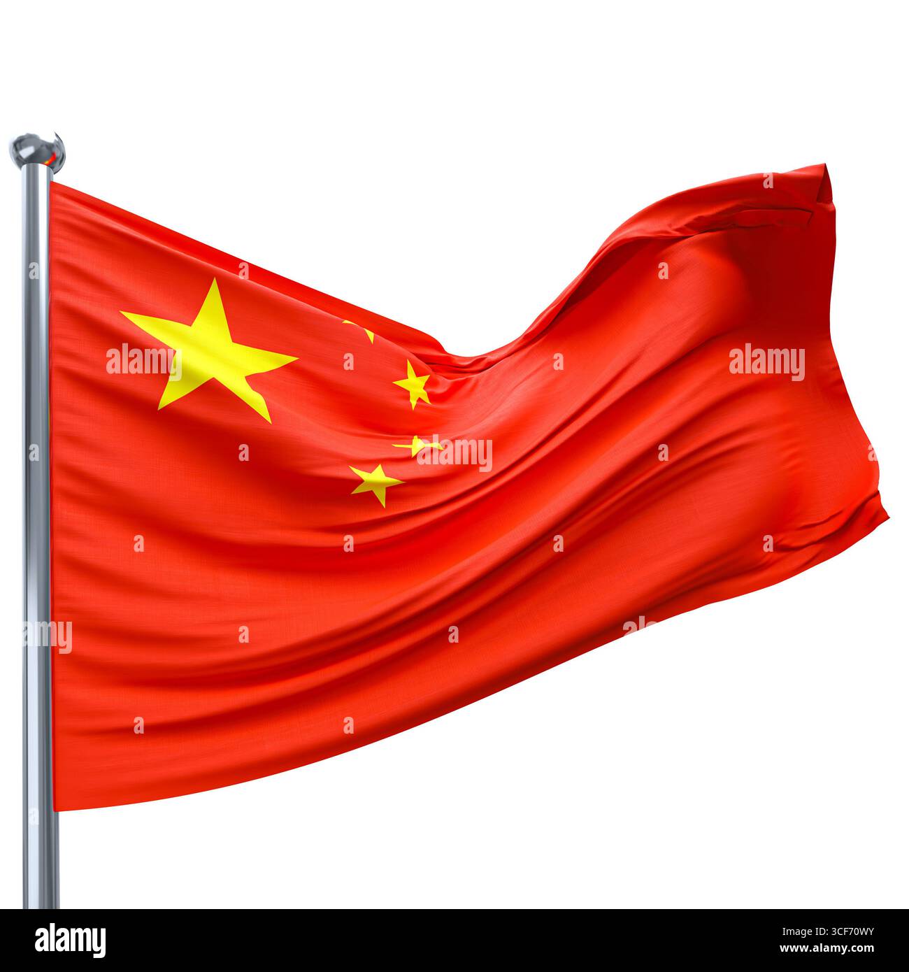 drapeau chinois 3d ondulant un fond transparent isolé Banque D'Images