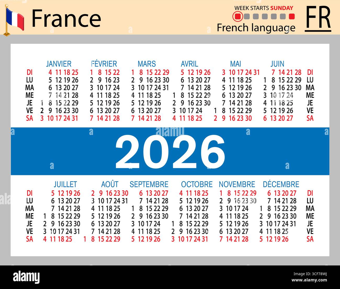 Calendrier 2026 français Banque de photographies et d’images à haute ...