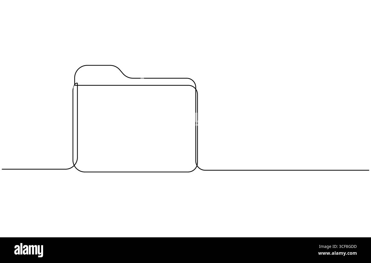 Dessin au trait minimaliste d'un dossier de fichier, icône d'arrière-plan des documents de contour, illustration d'un dessin au trait du document Illustration de Vecteur