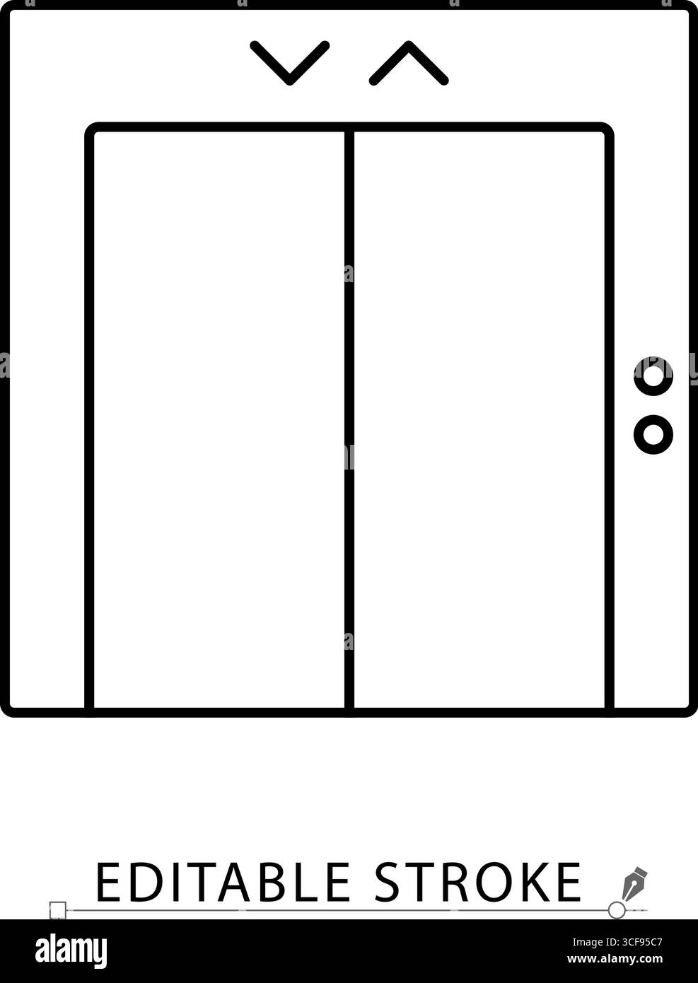 Icône de ligne d'ascenseur avec trait modifiable. Contour vectoriel des portes d'ascenseur avec des flèches. Symbole minimaliste pour hôtel, bâtiment, transport, service Illustration de Vecteur