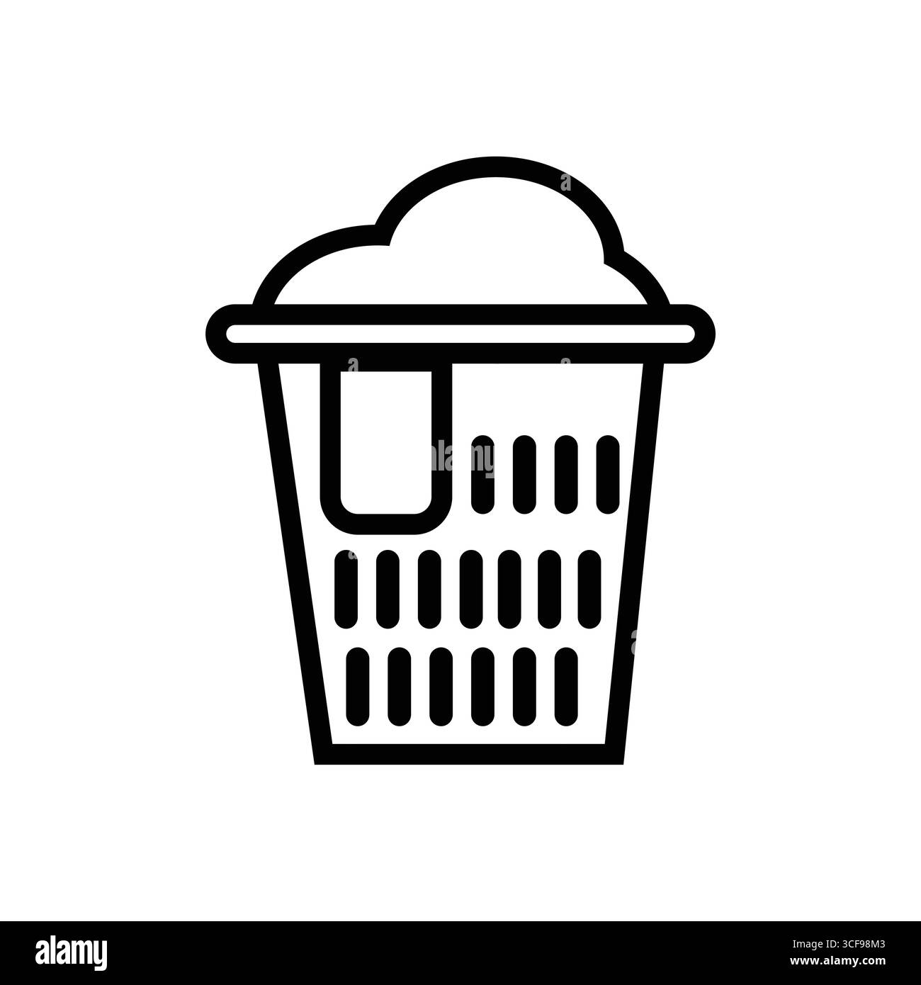 Panier à linge débordant de vêtements et de mousse, représentant le lavage, le nettoyage et l'entretien ménager. Illustration de Vecteur