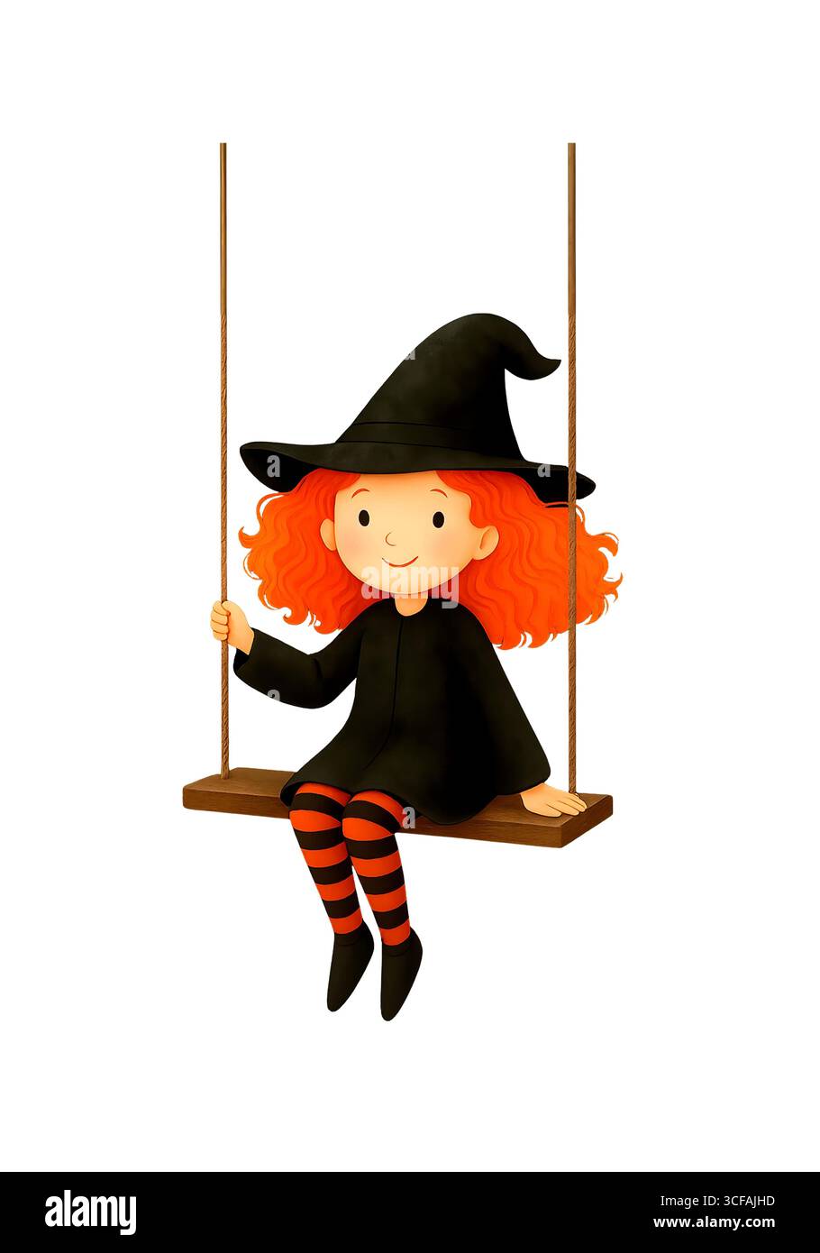 Cute Halloween Witch Aquarelle illustration, personnage magique Clipart isolé Banque D'Images