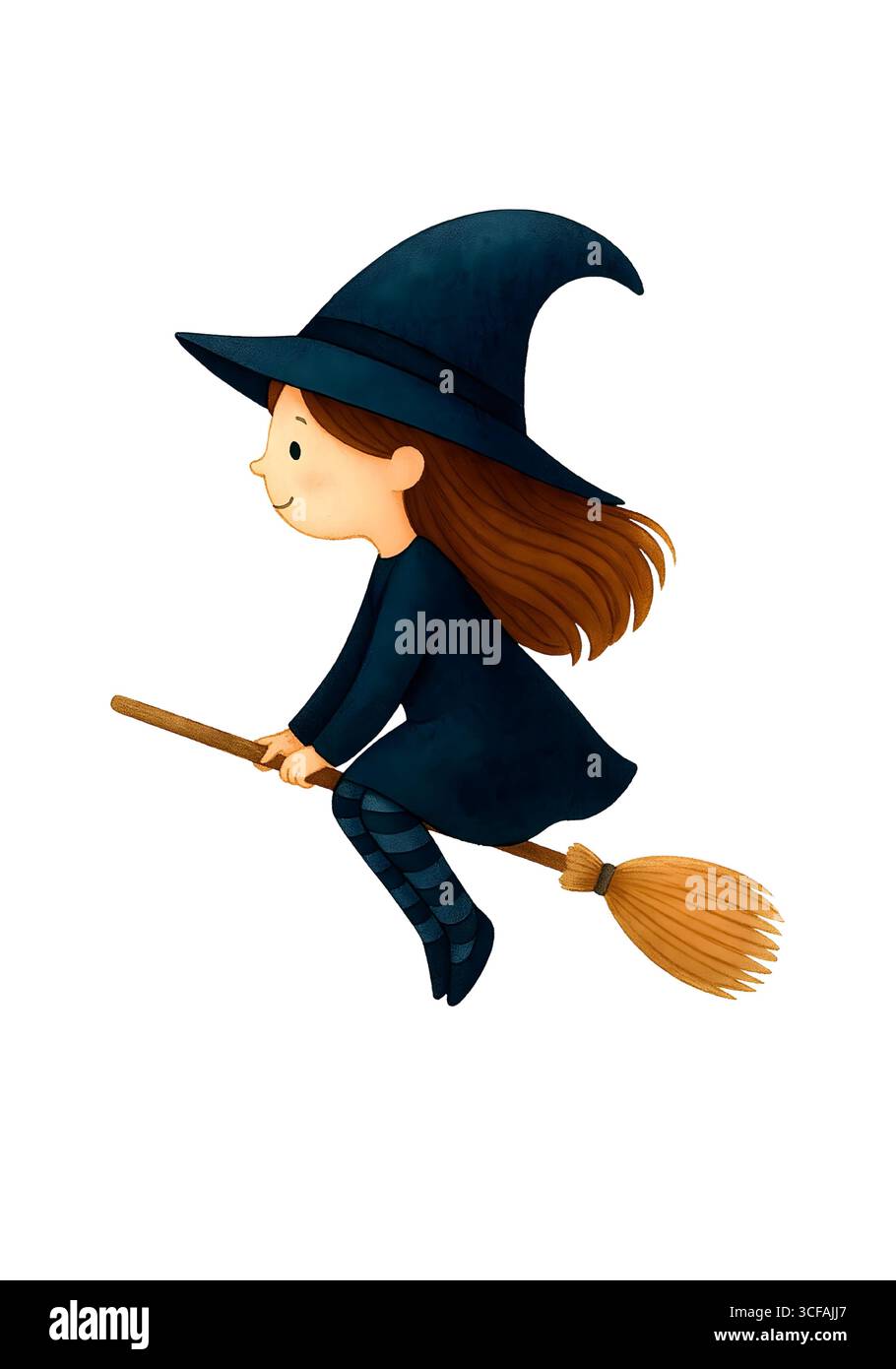 Cute Halloween Witch Aquarelle illustration, personnage magique Clipart isolé Banque D'Images