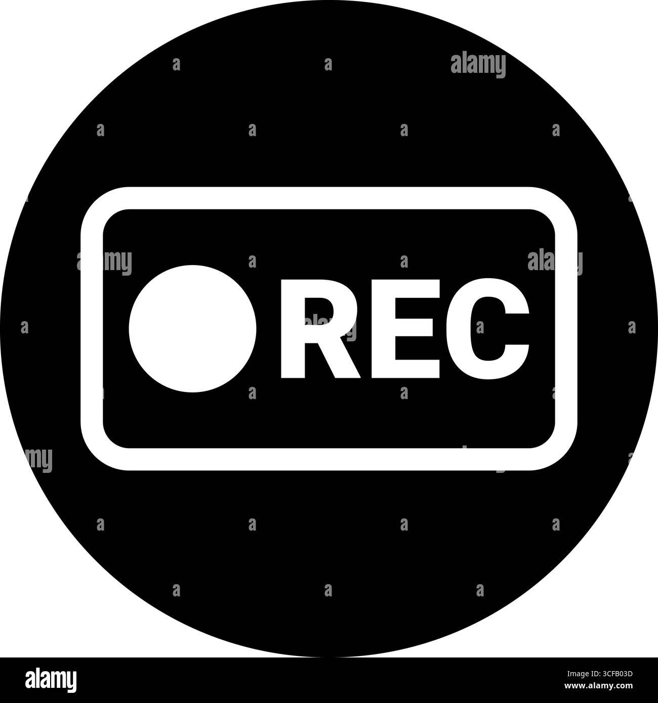 Symbole d'enregistrement REC - icône de cercle noir Illustration de Vecteur