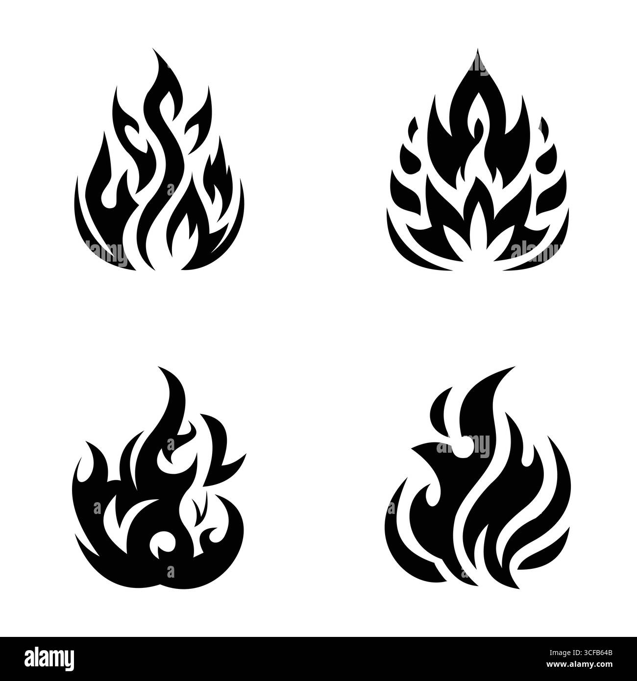 Tribal Fire Silhouette Vector en noir sur fond blanc Illustration de Vecteur