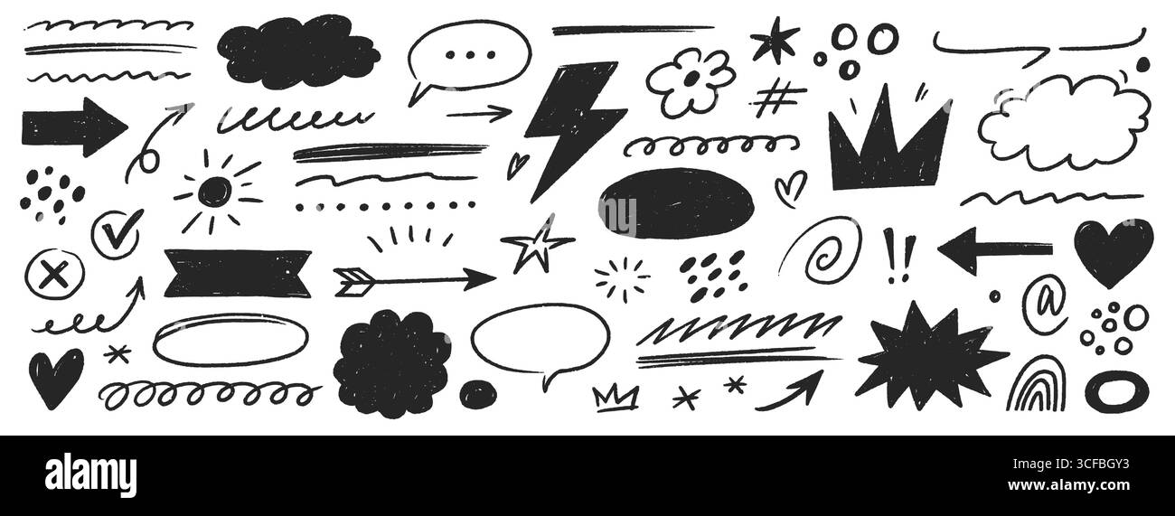 Mettez en surbrillance le jeu de paroles à bulles. Bulle de parole dessinée à la main au crayon, surlignage à la craie, élément de flèche marqueur pour le texte comique et les notes. Doodle Sketch décoration coeur, cadre de nuage. Illustration vectorielle Illustration de Vecteur Mettez en surbrillance le jeu de paroles à bulles. Bulle de parole dessinée à la main au crayon, surlignage à la craie, élément de flèche marqueur pour le texte comique et les notes. Doodle Sketch décoration coeur, cadre de nuage. Illustration vectorielle Illustration de Vecteur