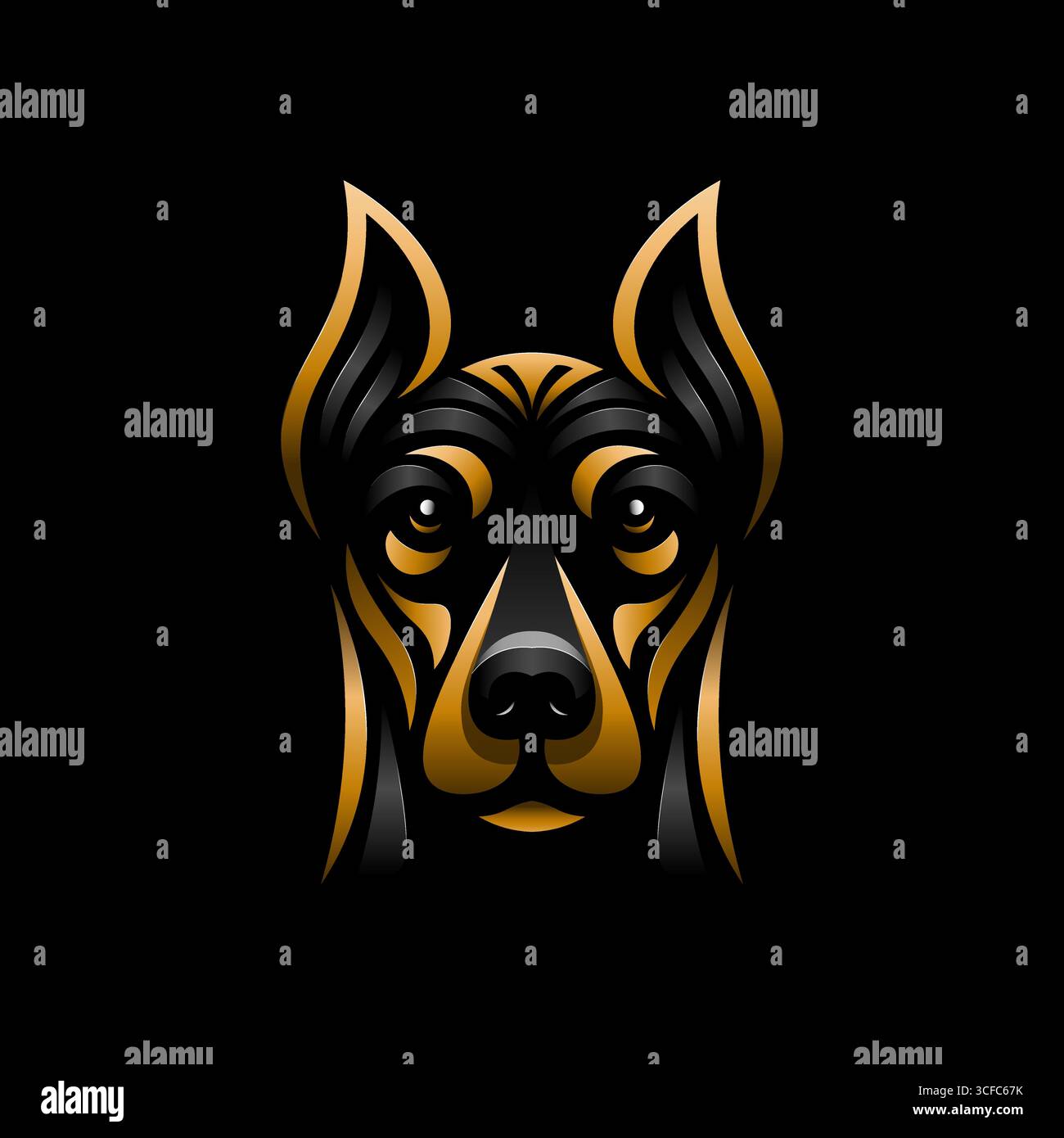 Illustration vectorielle de logo de visage de Doberman. Illustration détaillée de mascotte de tête de chien idéale pour les projets d'amoureux des animaux, les tatouages ou la marque d'entreprise Illustration de Vecteur