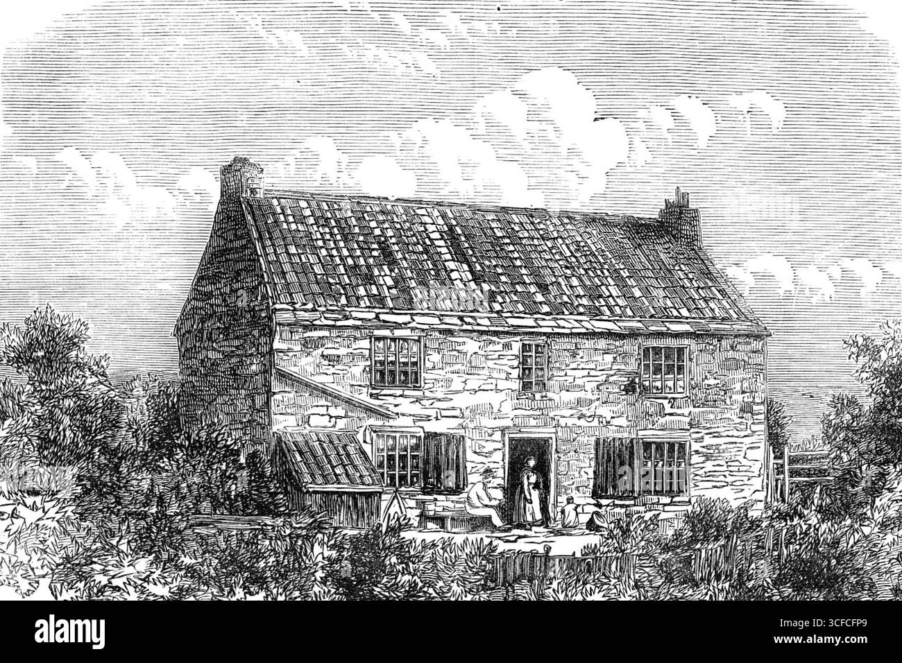 Street House, Wylam, [Northumberland], lieu de naissance de George Stephenson, 1881. Aussi humble soit l'origine de beaucoup des plus grands hommes d'Angleterre, ils ont invariablement eu des mères de caractère remarquable, ou d'un dévouement dévoué à promouvoir le bien-être de leurs fils. Le père et la mère de George Stephenson étaient de modeste propriété ; mais MRS Stephenson a toujours été parlé par ceux qui la connaissaient comme "un corps rusé", ce qui dans le nord signifie tout ce qui est gentil et intelligent et bon et fiable. Elle était Mabel Carr, originaire d'Ovingham, et la fille de Robert Carr, teinturier. Les Carrs étaient p Banque D'Images