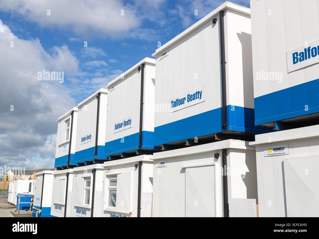 Une pile de s sur un chantier de construction Balfour Beatty en Écosse Banque D'Images