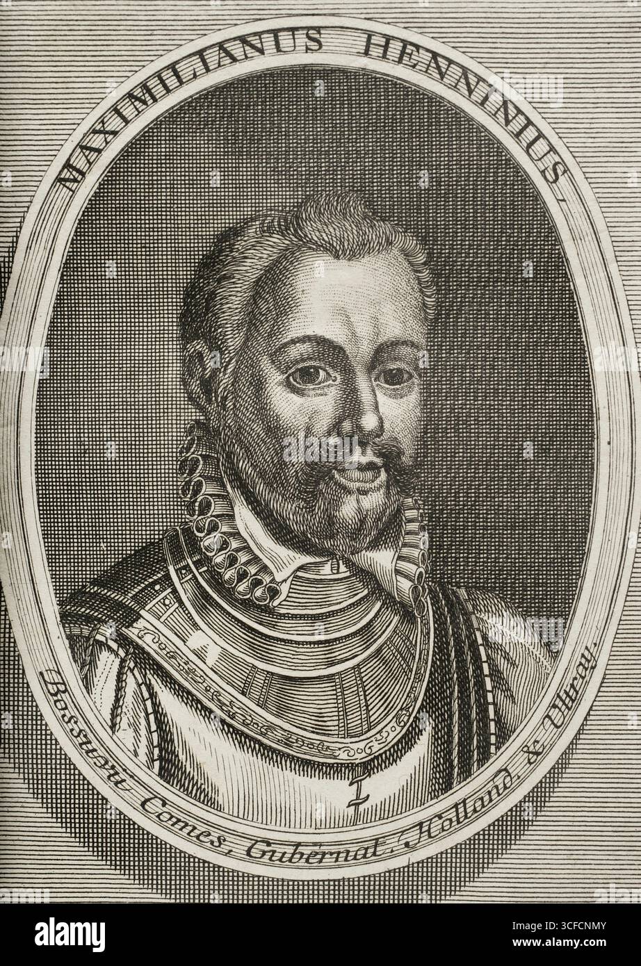 Maximilien de Henin, 3e comte de Boussu (1542-1578), 1748. Soldat et homme d'État des pays-Bas des Habsbourg. Extrait de "guerres de Flandre", édition publiée à Anvers, 1748. Banque D'Images