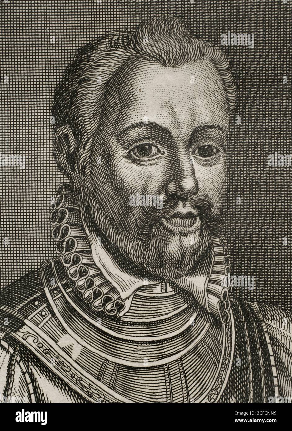 Maximilien de Henin, 3e comte de Boussu (1542-1578), 1748. Soldat et homme d'État des pays-Bas des Habsbourg. Extrait de "guerres de Flandre", édition publiée à Anvers, 1748. Banque D'Images