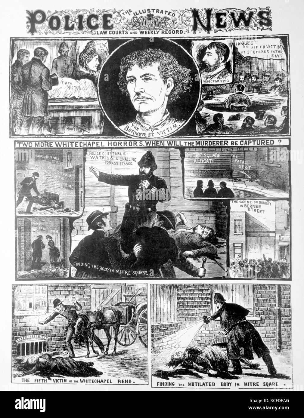 Le reportage Illustrated police News sur les meurtres de Jack l'Éventreur. 'À plus d'horreurs Whitechapel. Quand le meurtrier sera-t-il capturé ? ». 22 septembre 1888 Banque D'Images