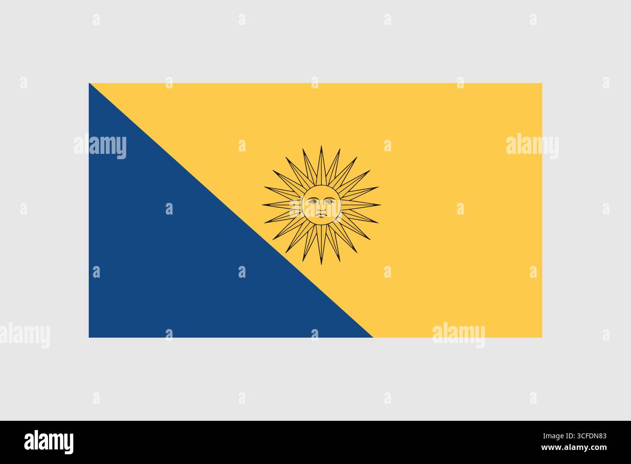 Drapeau national de l'Uruguay avec soleil et division diagonale Illustration de Vecteur