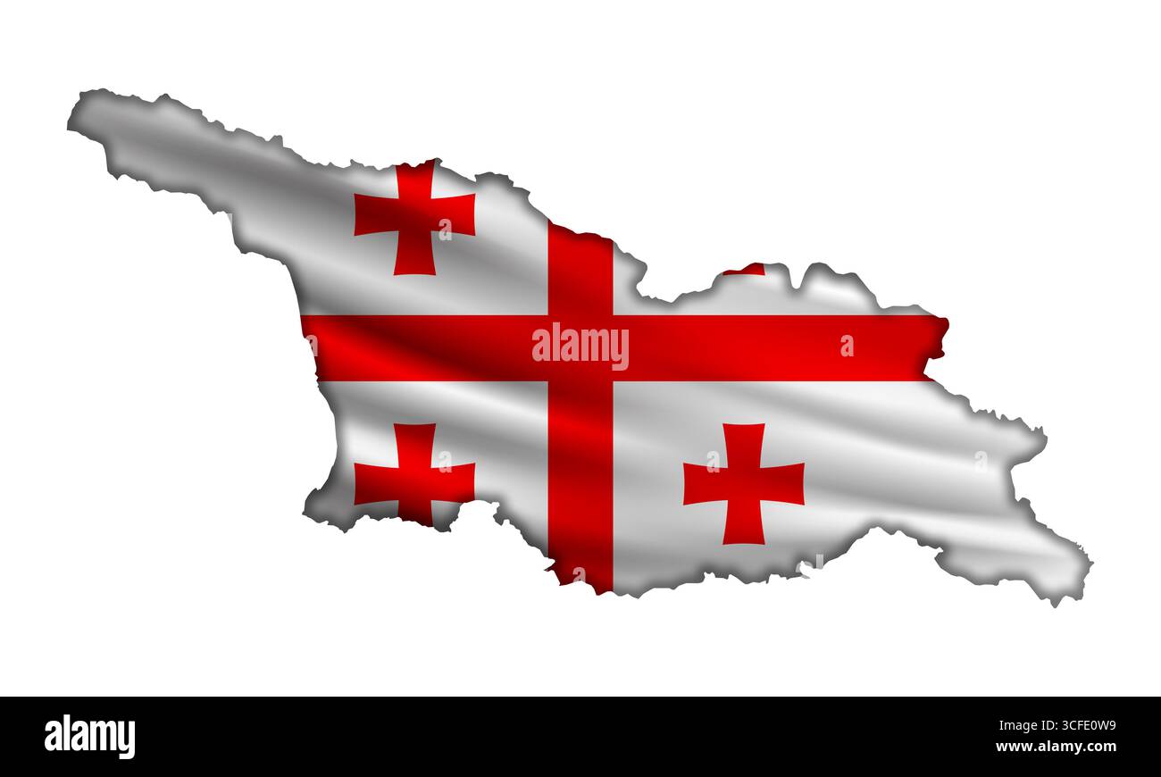 Drapeau abstrait volant Géorgie sous la forme d'une carte Banque D'Images