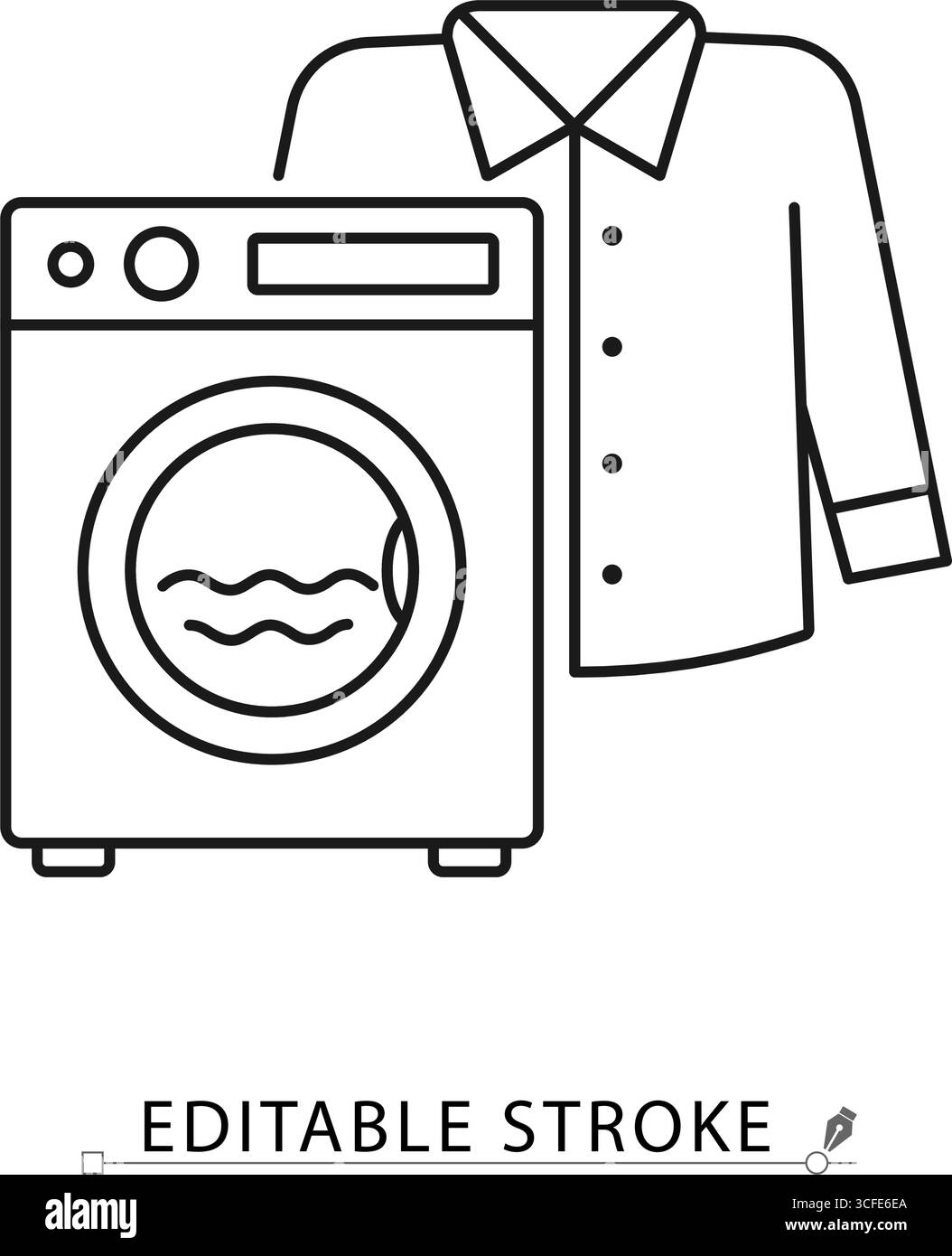 Animation minimaliste d'une machine à laver et d'une chemise dans le style icône de contour. Symbole de nettoyage du linge, concept domestique, boucle 4k, canal alfa, superposition Illustration de Vecteur